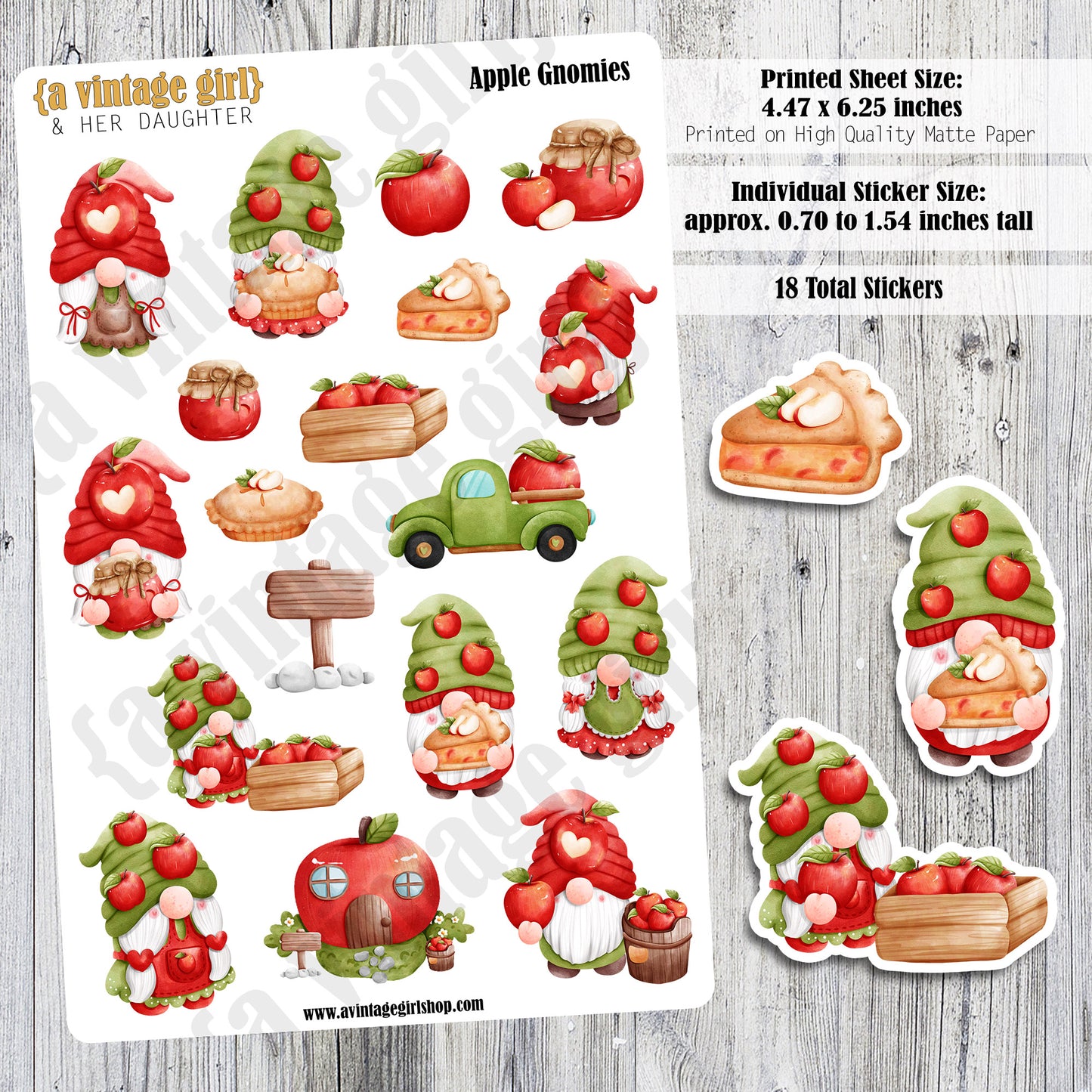 GNOMES | Apple Gnomies | Deco Sticker Sheet