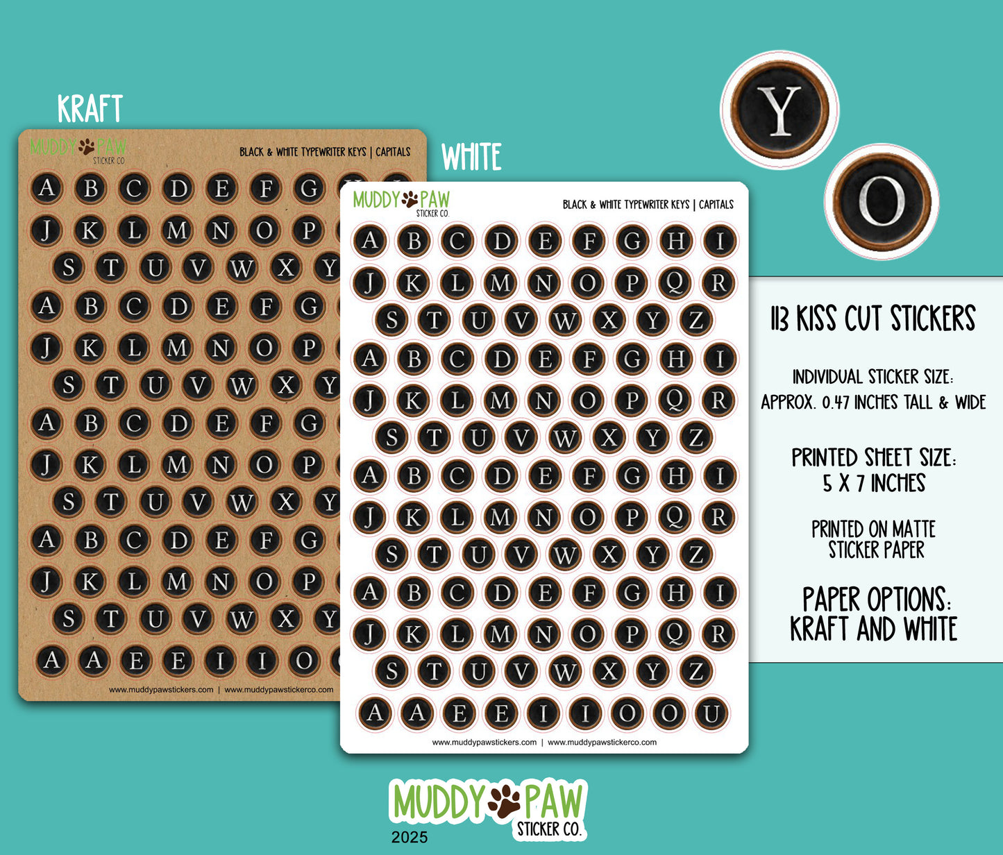 B/W Typewriter Keys | Capitals, Lowers, Numbers, and Symbols
