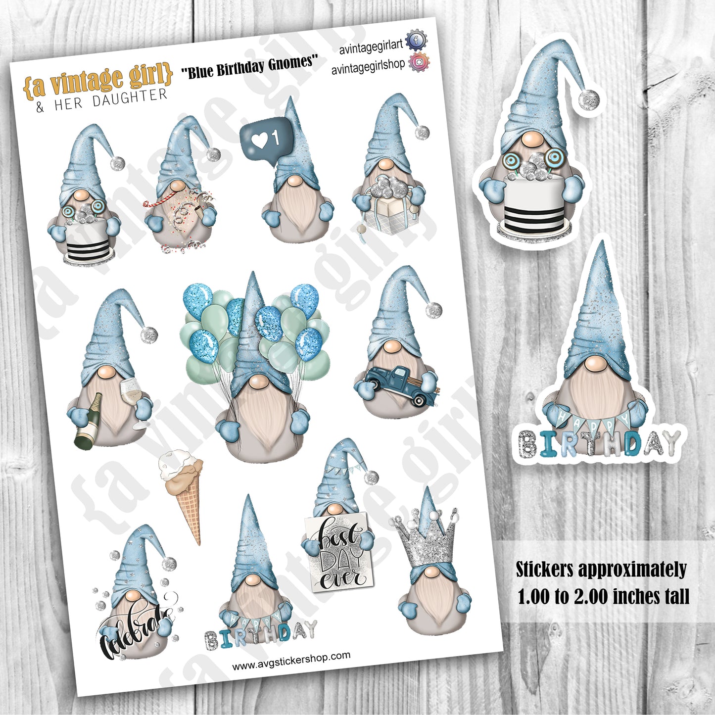 GNOMES | Blue Birthday Gnomes | Deco Sticker Sheet