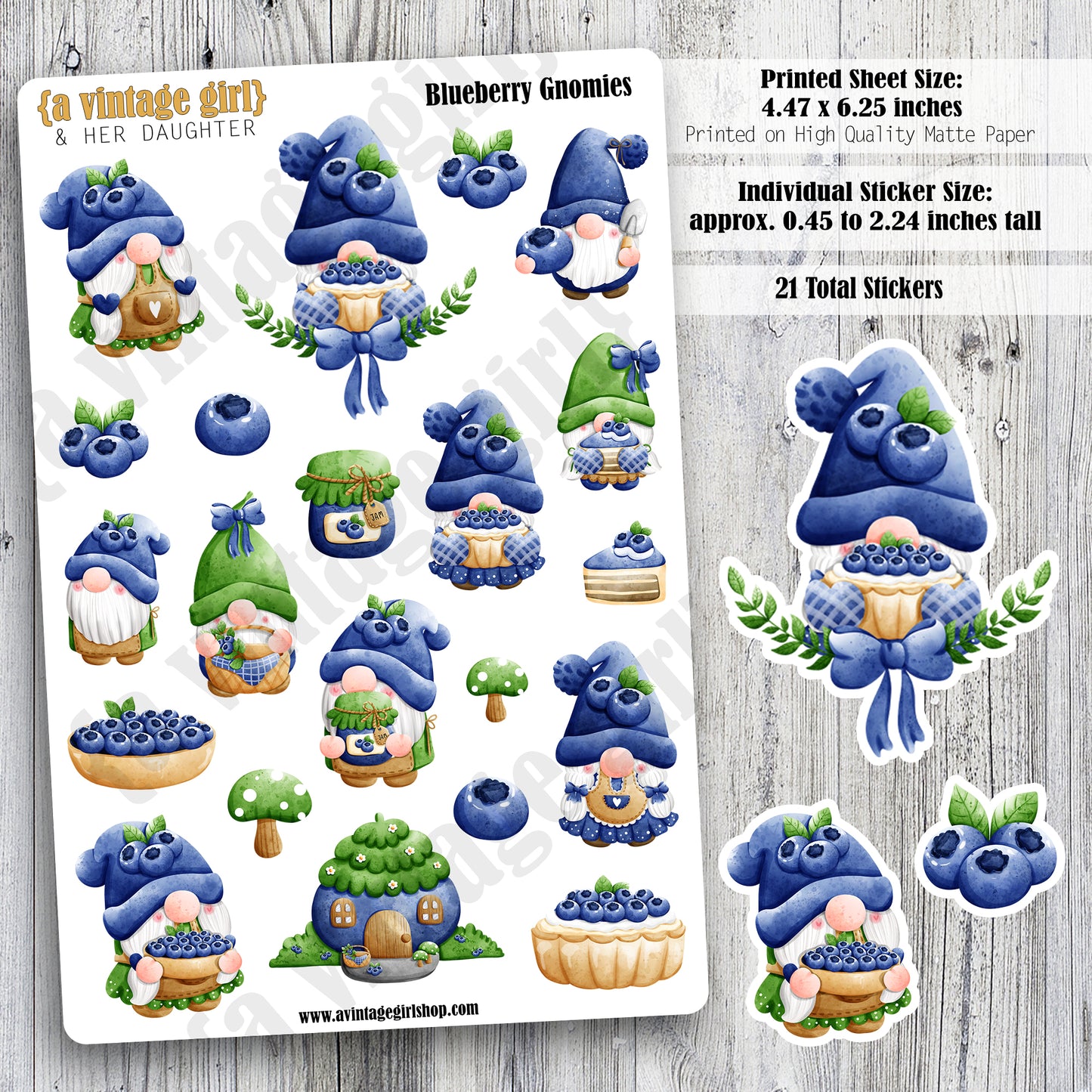 GNOMES | Blueberry Gnomies | Deco Sticker Sheet