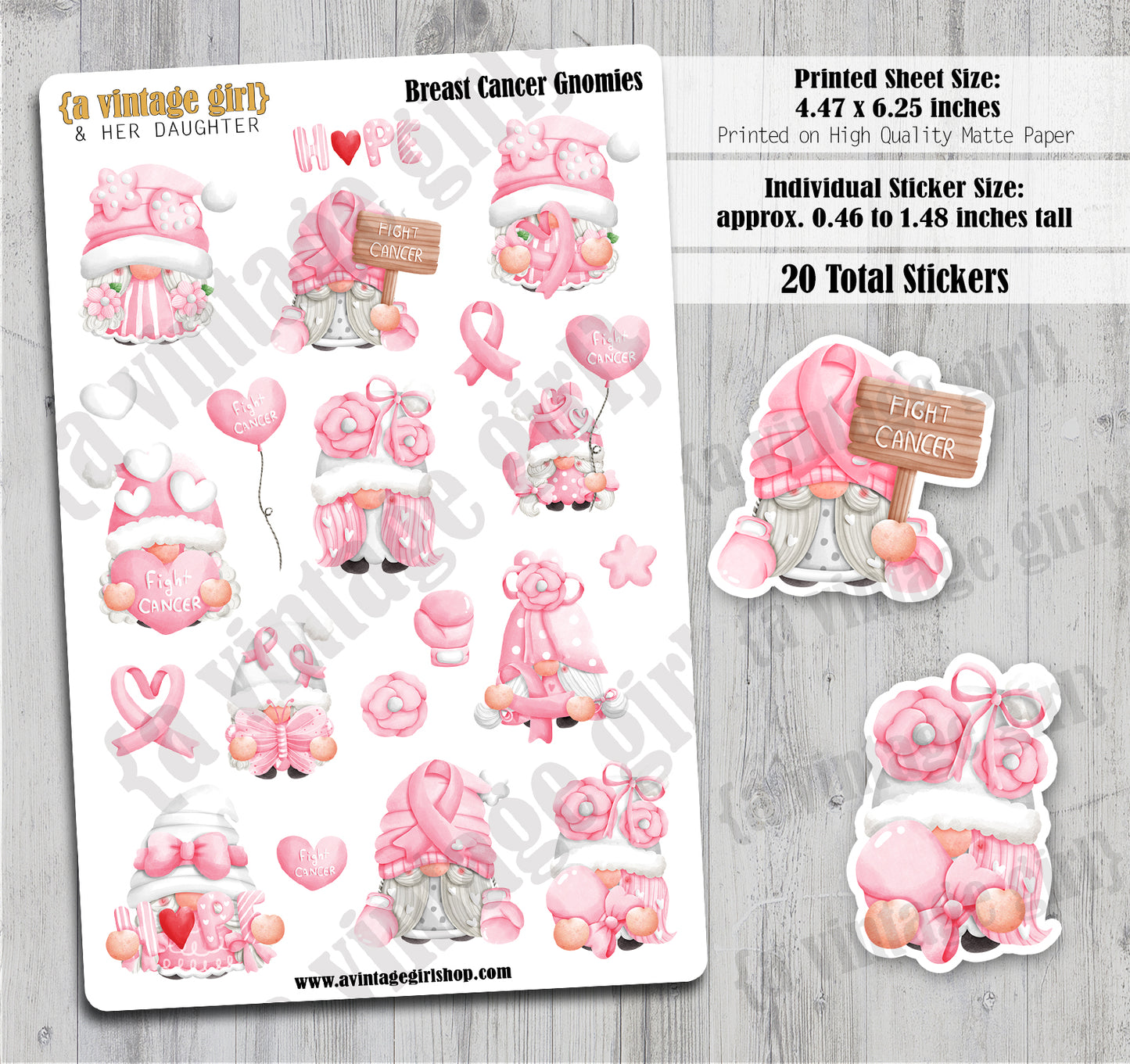 GNOMES | Breast Cancer Gnomies | Deco Sticker Sheet