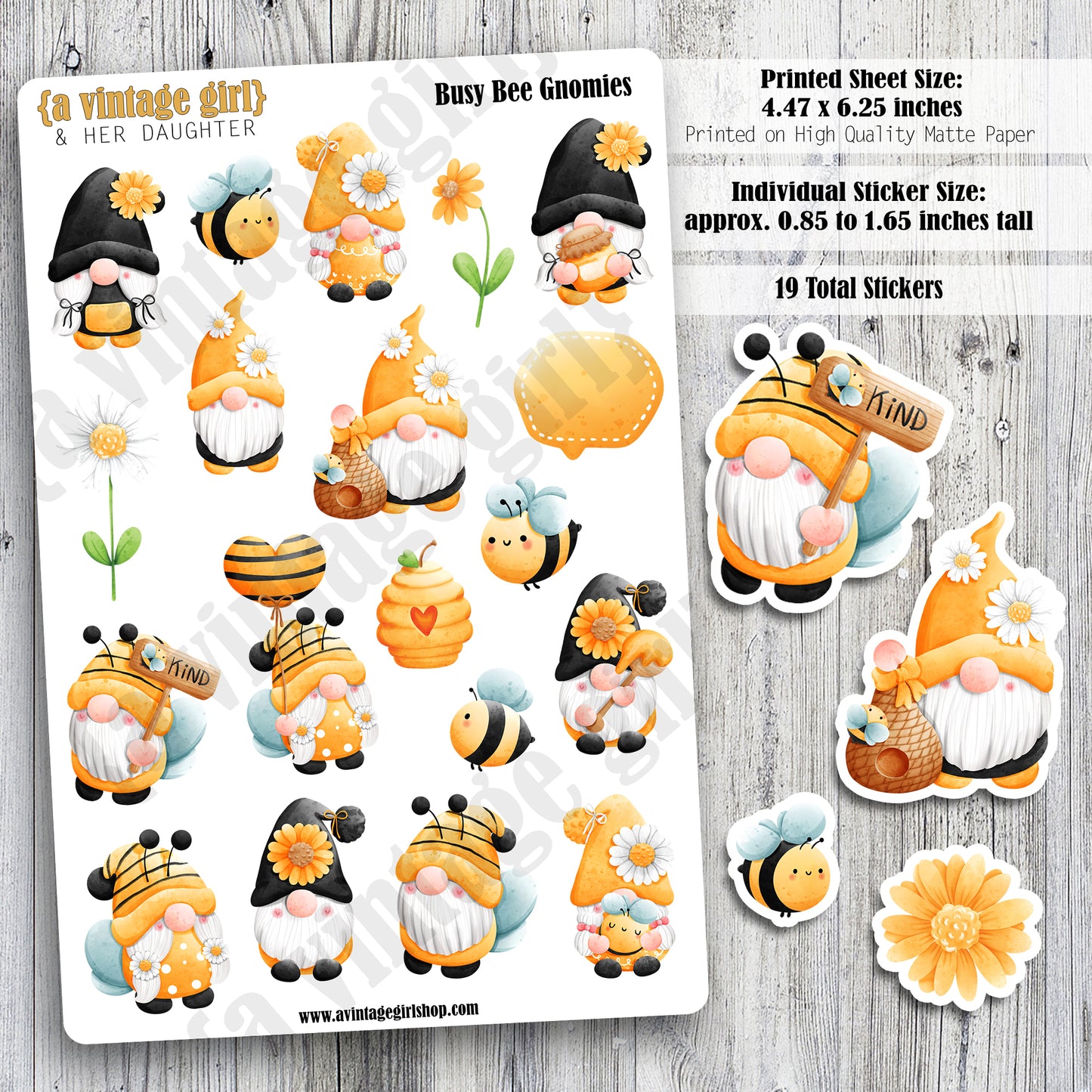 GNOMES | Busy Bee Gnomies | Deco Sticker Sheet