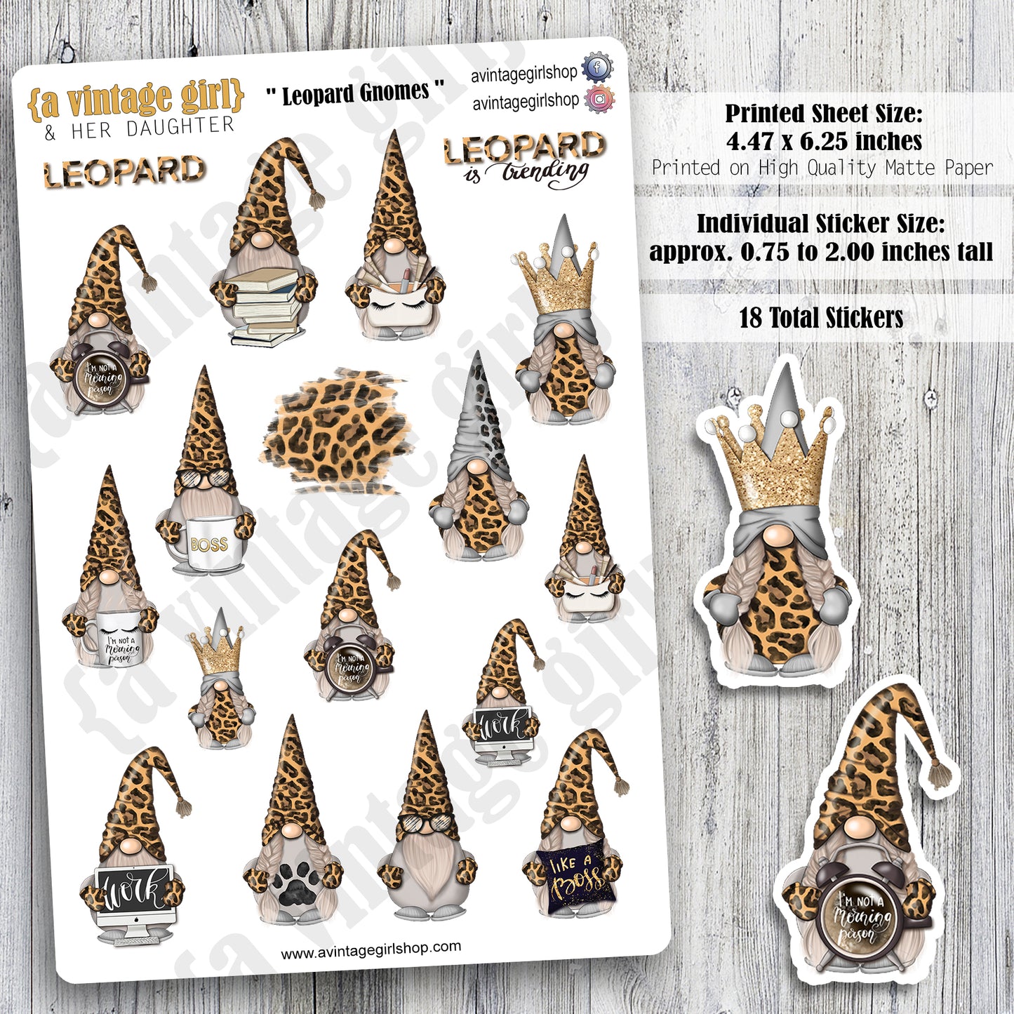 GNOMES | Leopard Gnomes | Deco Sticker Sheet