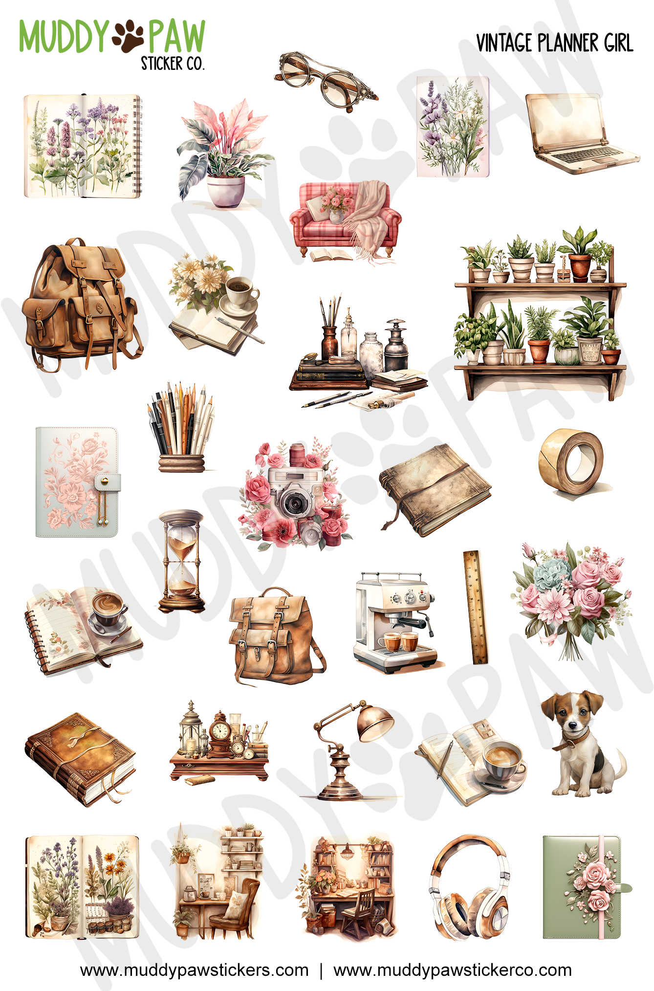 Vintage Planner Girl | STICKER SHEET
