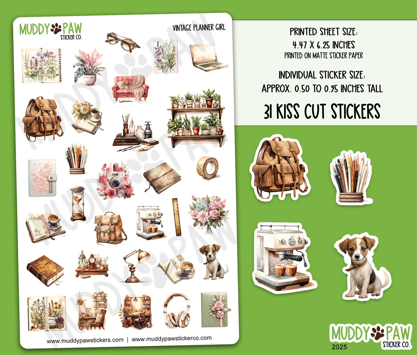 Vintage Planner Girl | STICKER SHEET