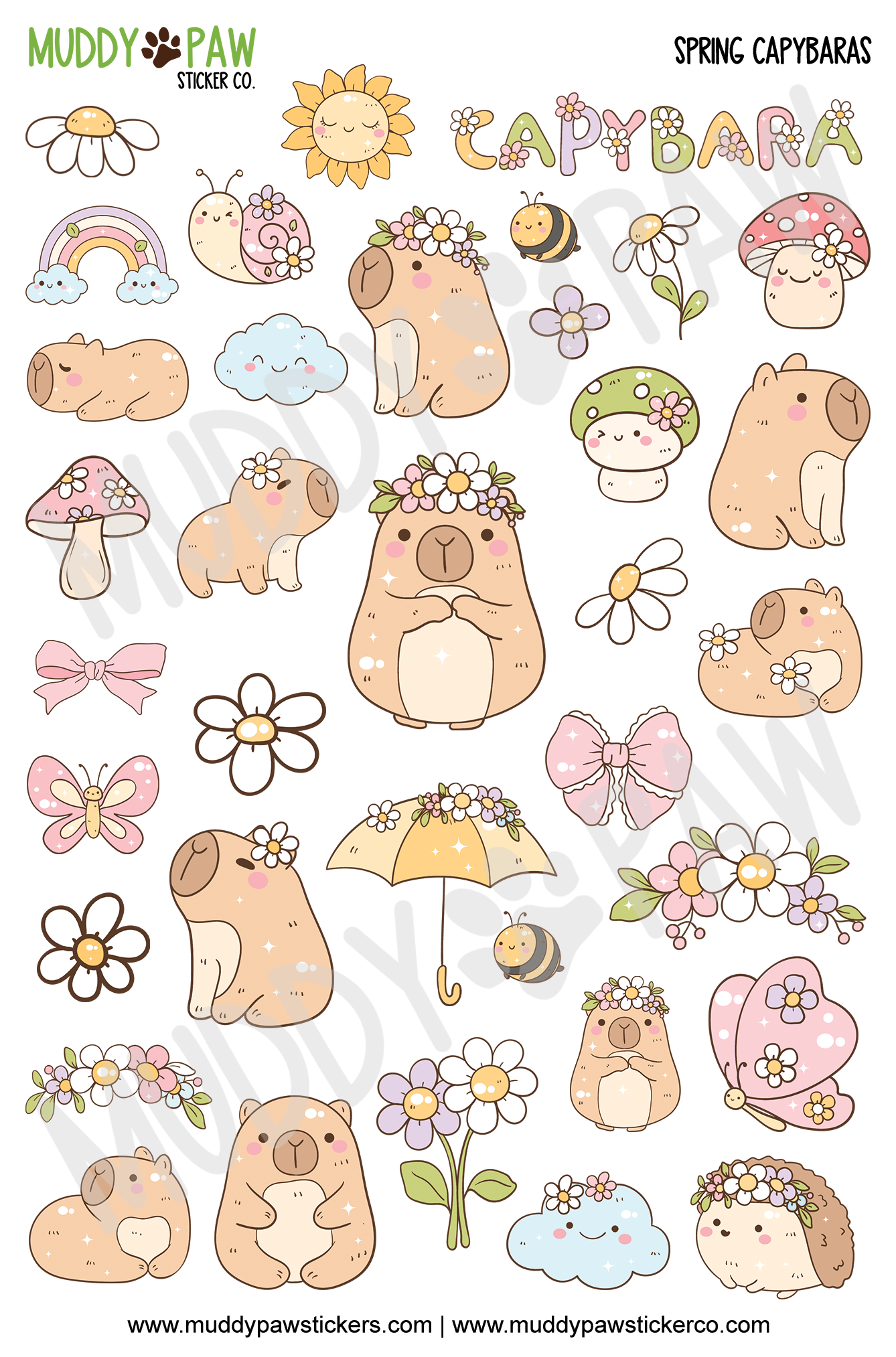 Spring Capybaras | STICKER SHEETS