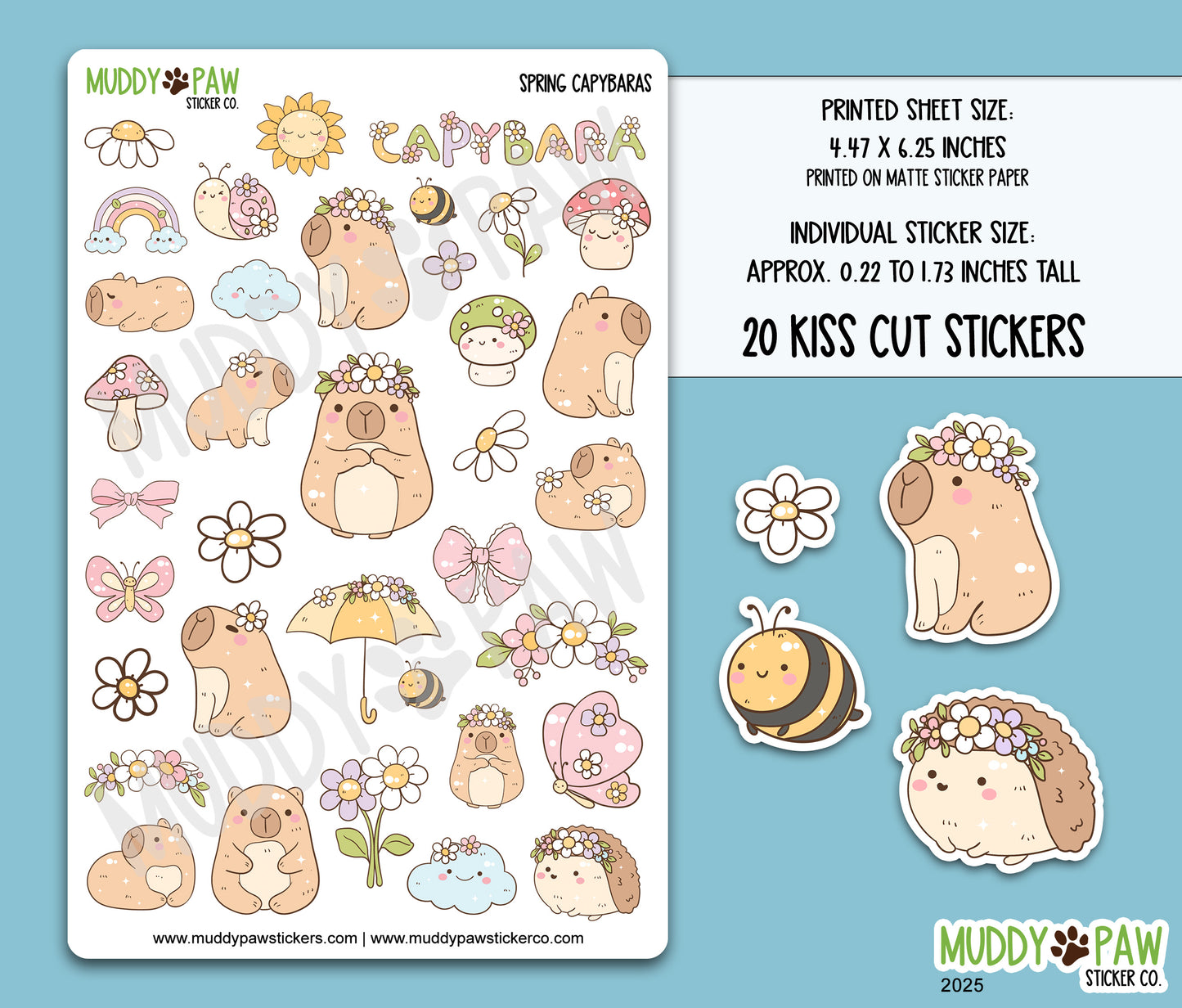 Spring Capybaras | STICKER SHEETS