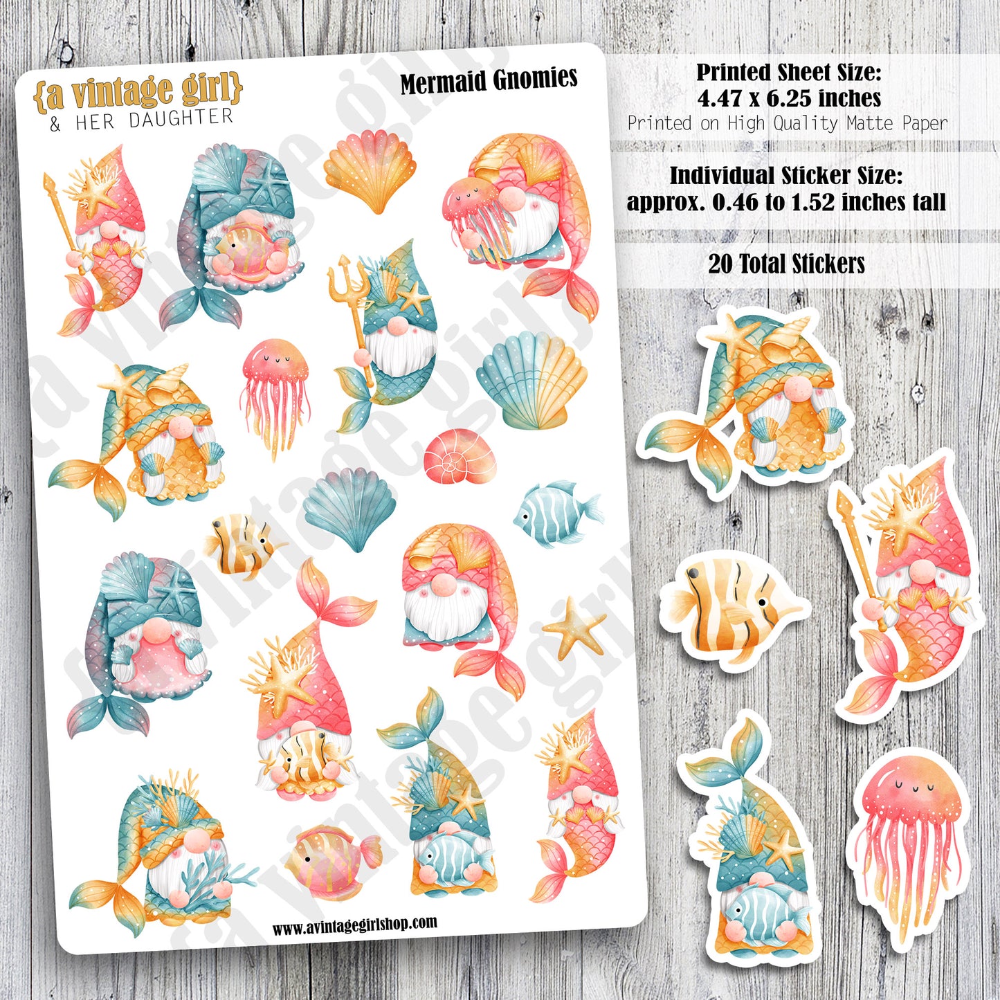 GNOMES | Mermaid Gnomies | Deco Sticker Sheet