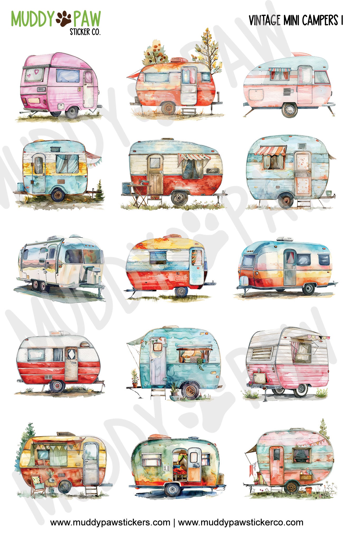 Vintage Mini Campers 1 & 2 | STICKER SHEETS