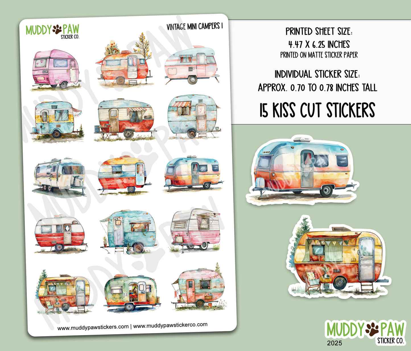 Vintage Mini Campers 1 & 2 | STICKER SHEETS
