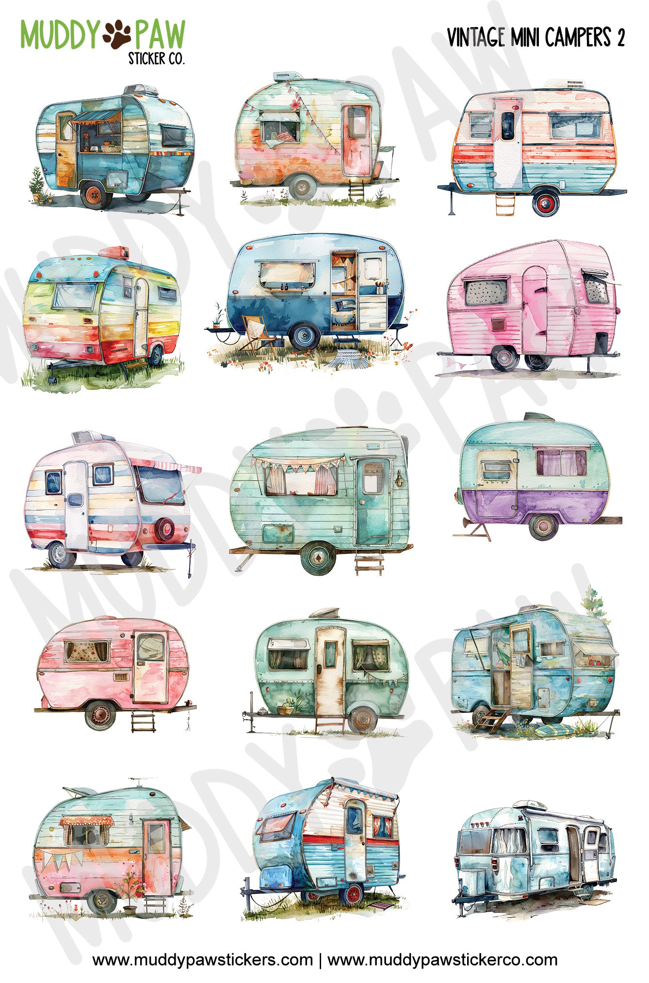 Vintage Mini Campers 1 & 2 | STICKER SHEETS