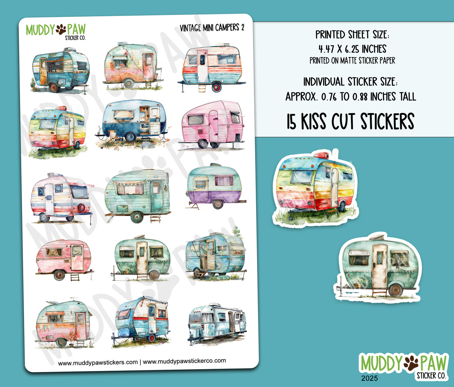 Vintage Mini Campers 1 & 2 | STICKER SHEETS