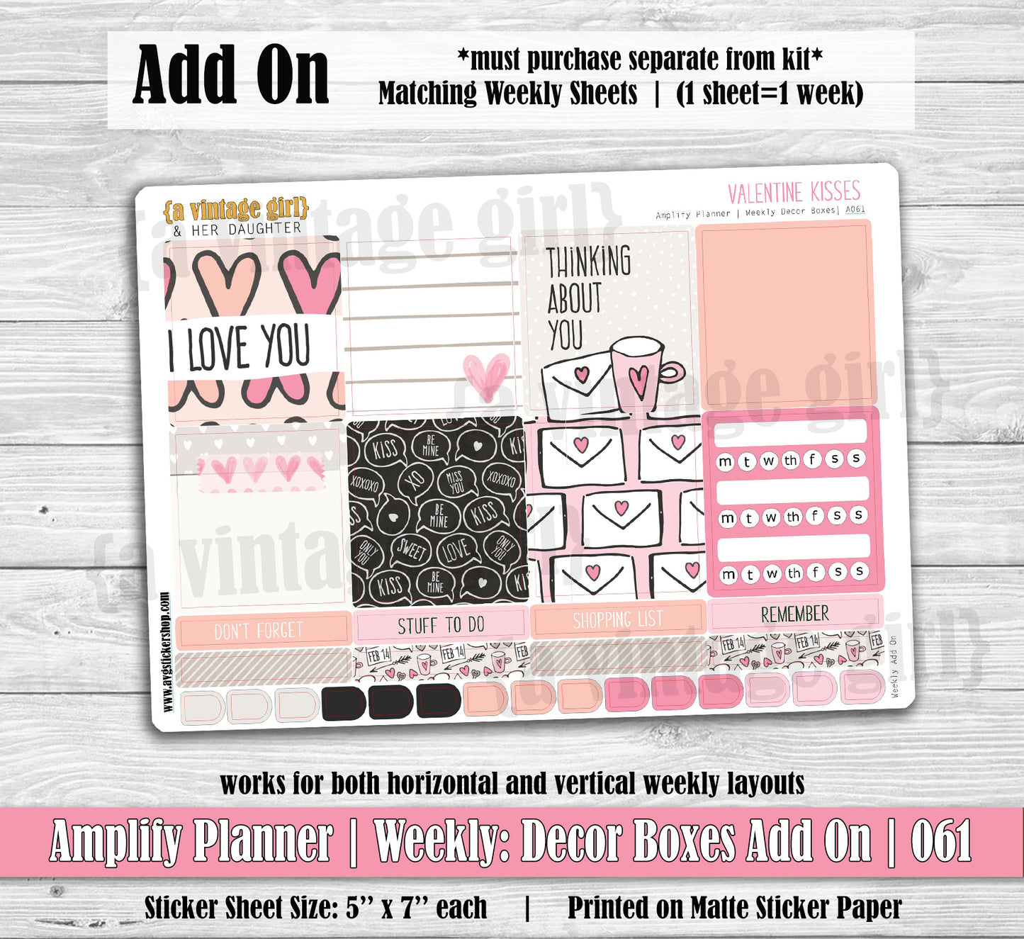 AMPLIFY PLANNER | Valentine Kisses | A061