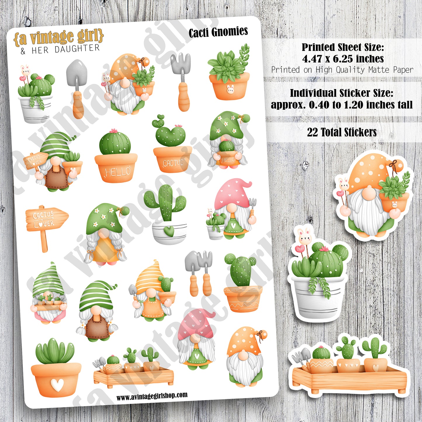GNOMES | Cacti Gnomies | Deco Sticker Sheet