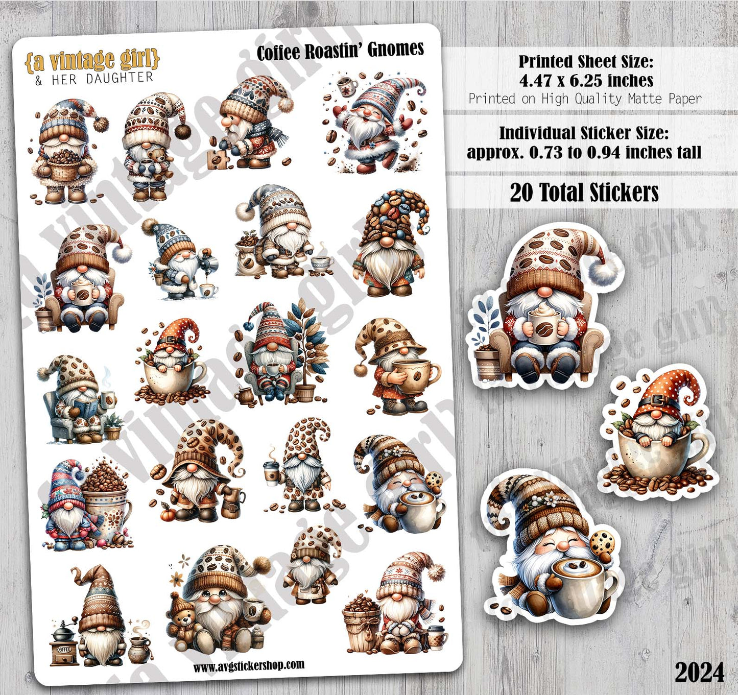 GNOMES | Coffee Roastin' Gnomes | Deco Sticker Sheet
