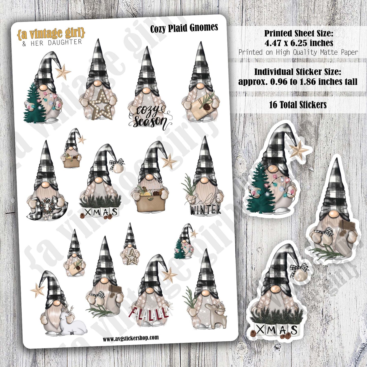 GNOMES | Cozy Plaid Gnomes | Deco Sticker Sheet