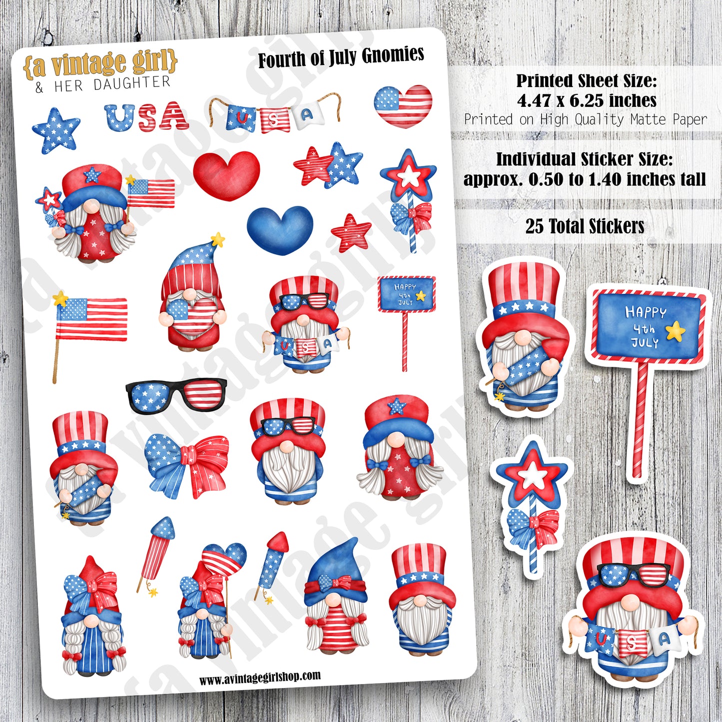 GNOMES | Fourth of July Gnomies | Deco Sticker Sheet