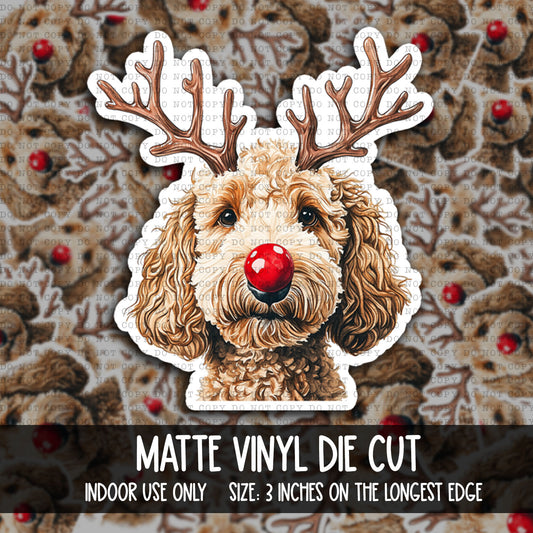 DIE CUT | Golden Doodle Rudolph | INDOOR USE ONLY