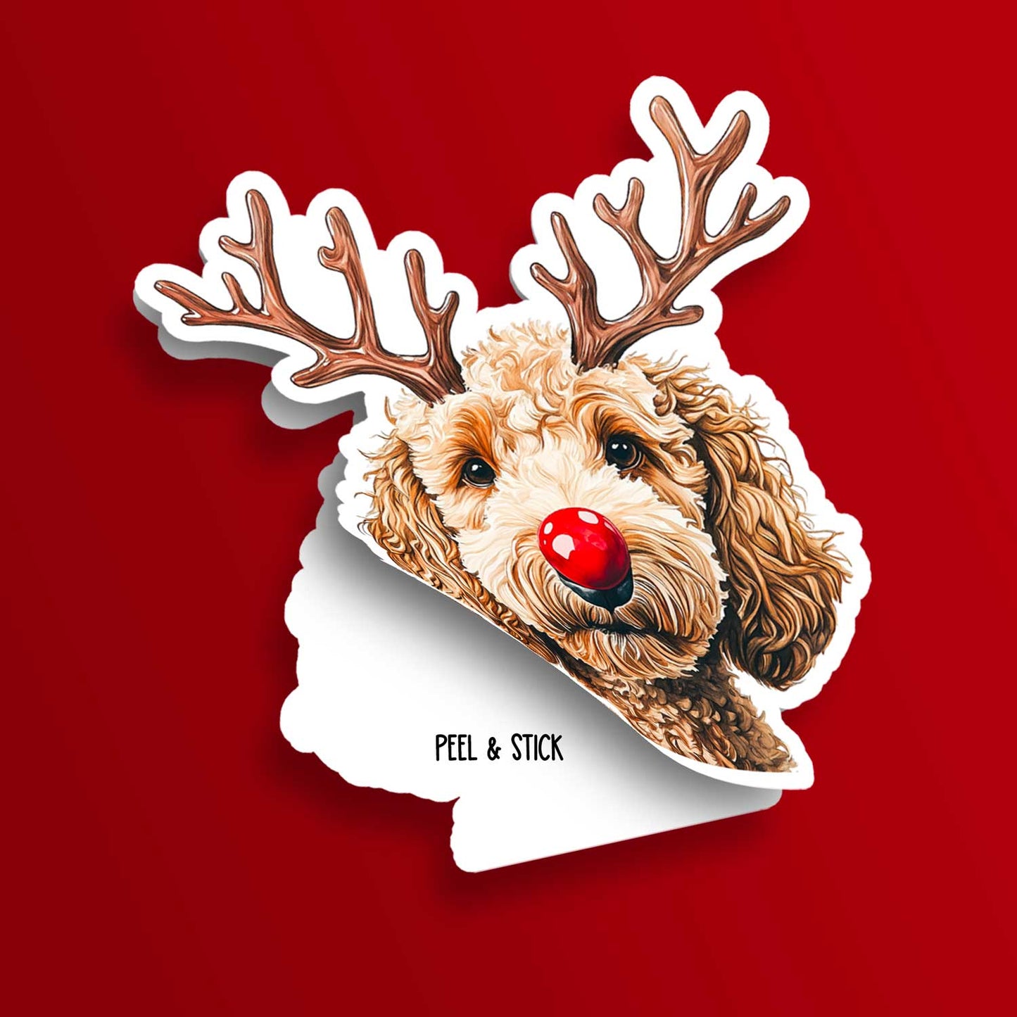 DIE CUT | Golden Doodle Rudolph | INDOOR USE ONLY