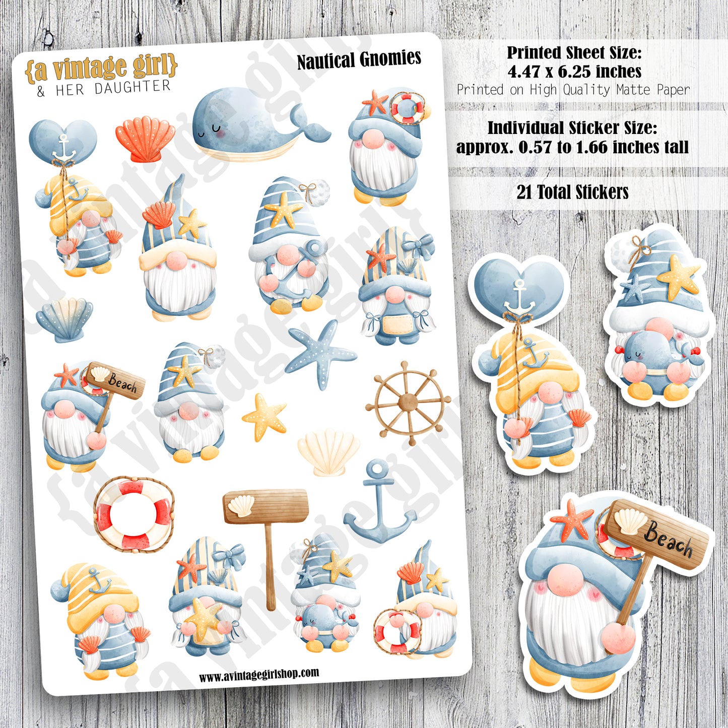 GNOMES | Nautical Gnomies | Deco Sticker Sheet