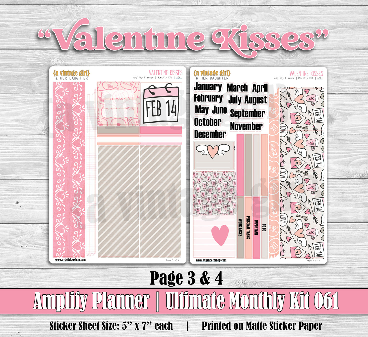 AMPLIFY PLANNER | Valentine Kisses | A061