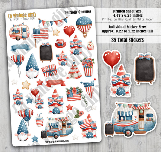 GNOMES | Patriotic Gnomies | Deco Sticker Sheet