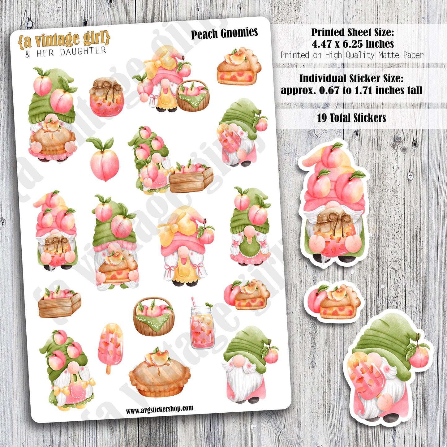GNOMES | Peach Gnomies | Deco Sticker Sheet