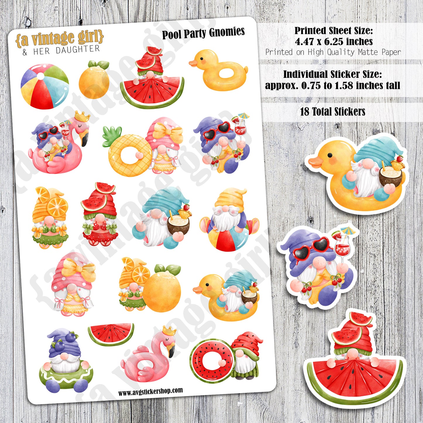 GNOMES | Pool Party Gnomies | Deco Sticker Sheet