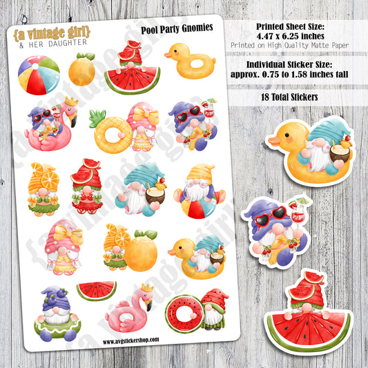 GNOMES | Pool Party Gnomies | Deco Sticker Sheet