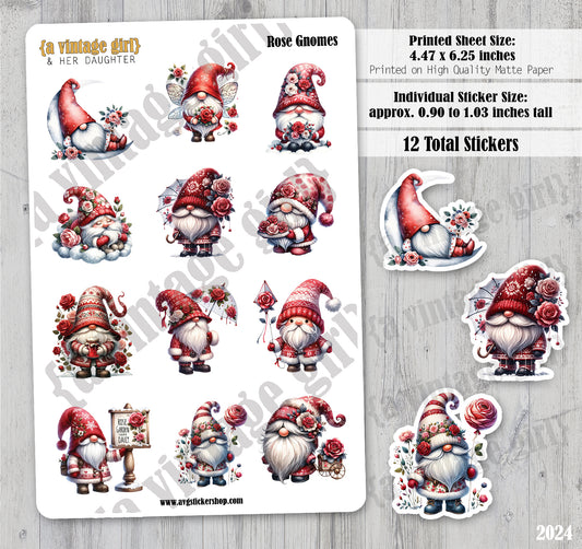 GNOMES | Rose Gnomes | Deco Sticker Sheet