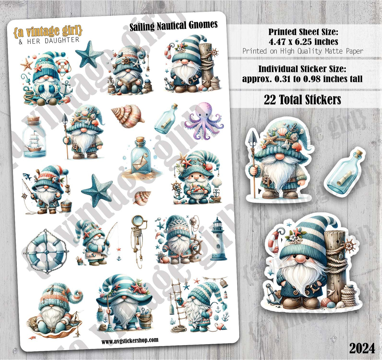 GNOMES | Sailing Nautical Gnomes | Deco Sticker Sheet
