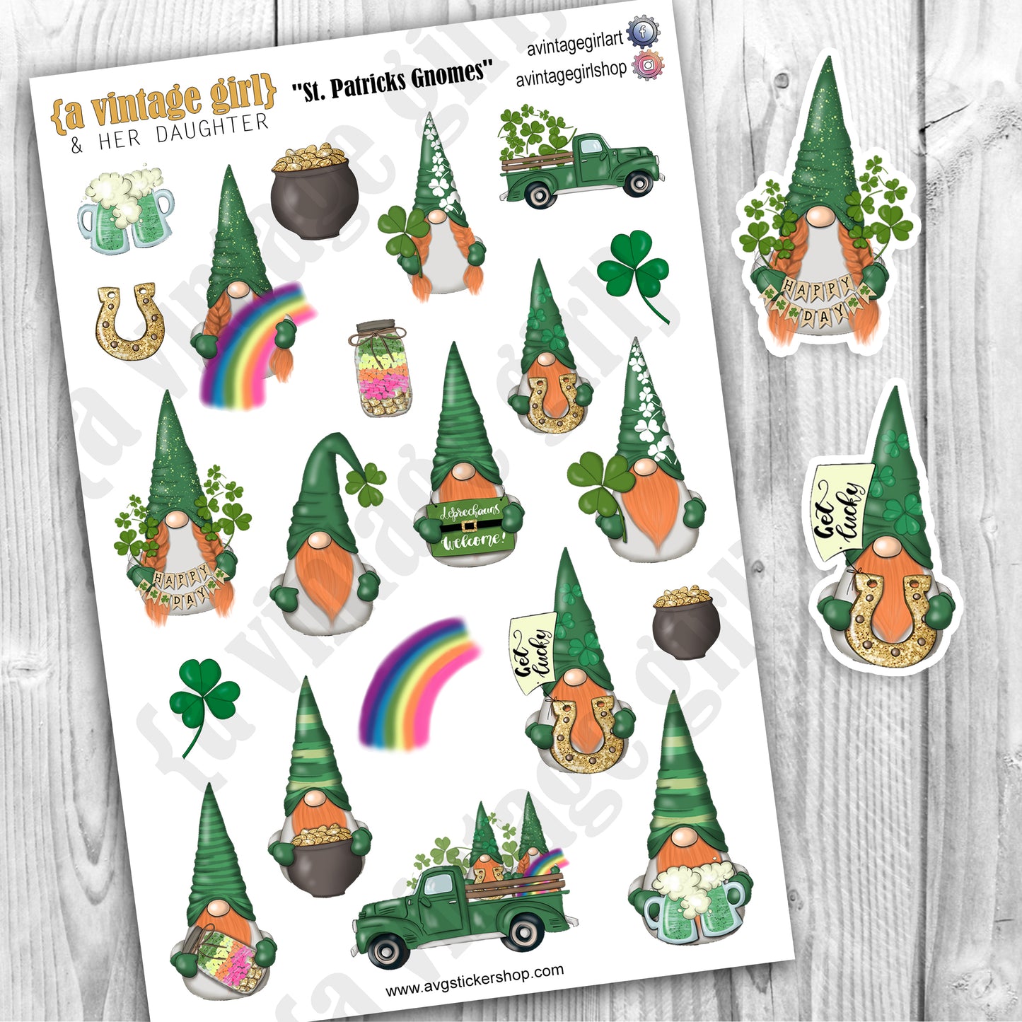 GNOMES | St. Patricks Gnomes | Deco Sticker Sheet
