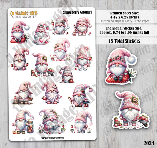 GNOMES | Strawberry Gnomes | Deco Sticker Sheet