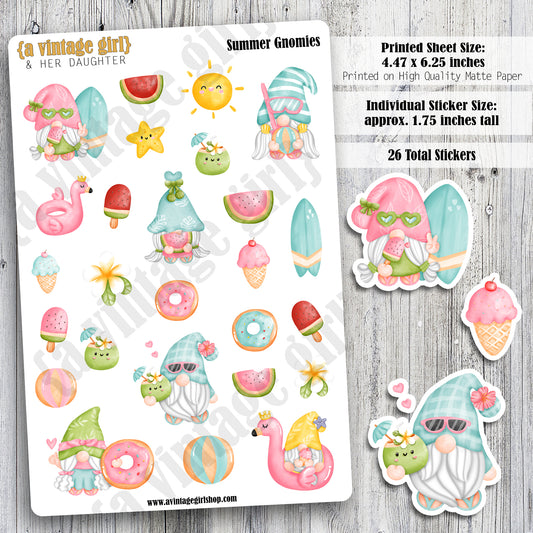 GNOMES | Summer Gnomies | Deco Sticker Sheet