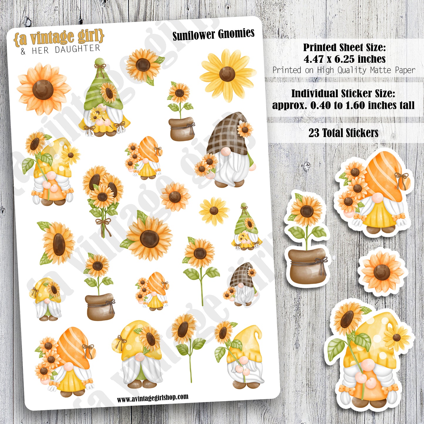 GNOMES | Sunflower Gnomies | Deco Sticker Sheet