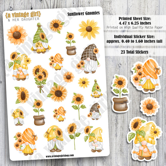 GNOMES | Sunflower Gnomies | Deco Sticker Sheet