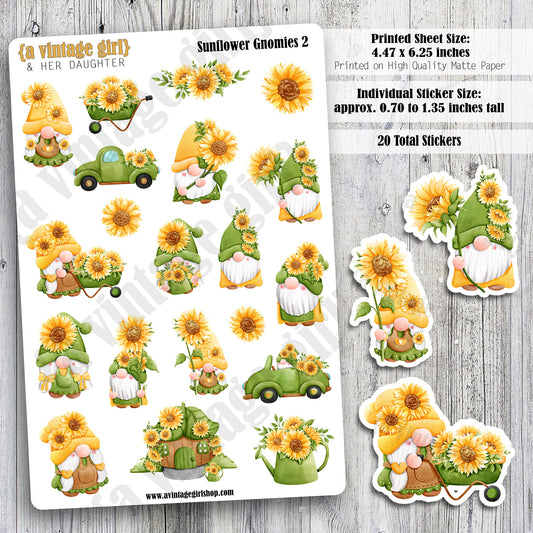 GNOMES | Sunflower Gnomies 2 | Deco Sticker Sheet