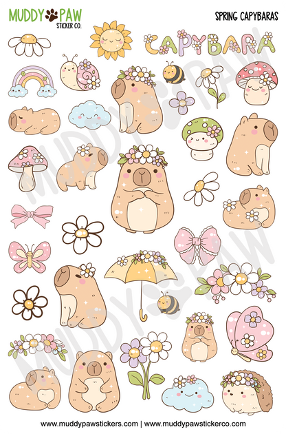 Spring Capybaras | STICKER SHEETS