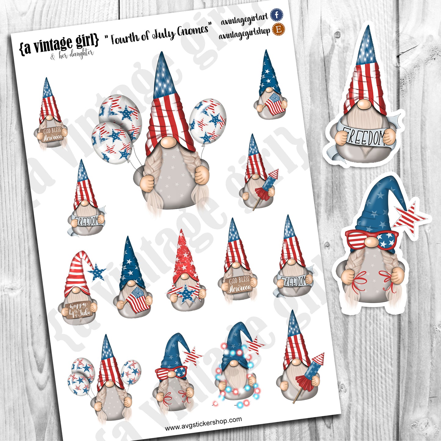 GNOMES | Fourth of July Gnomes | Deco Sticker Sheet
